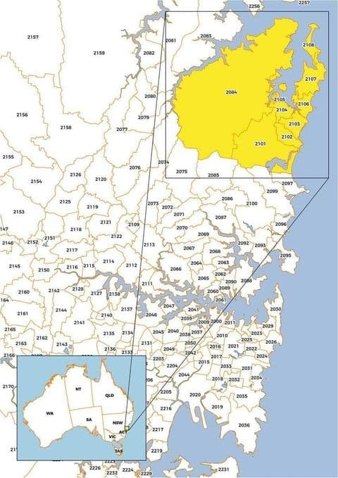 Sydney postcodes map | Sydney Map 360