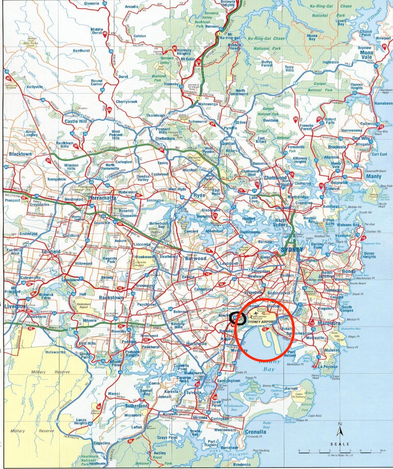 Map of Sydney airport: airport terminals and airport gates of Sydney