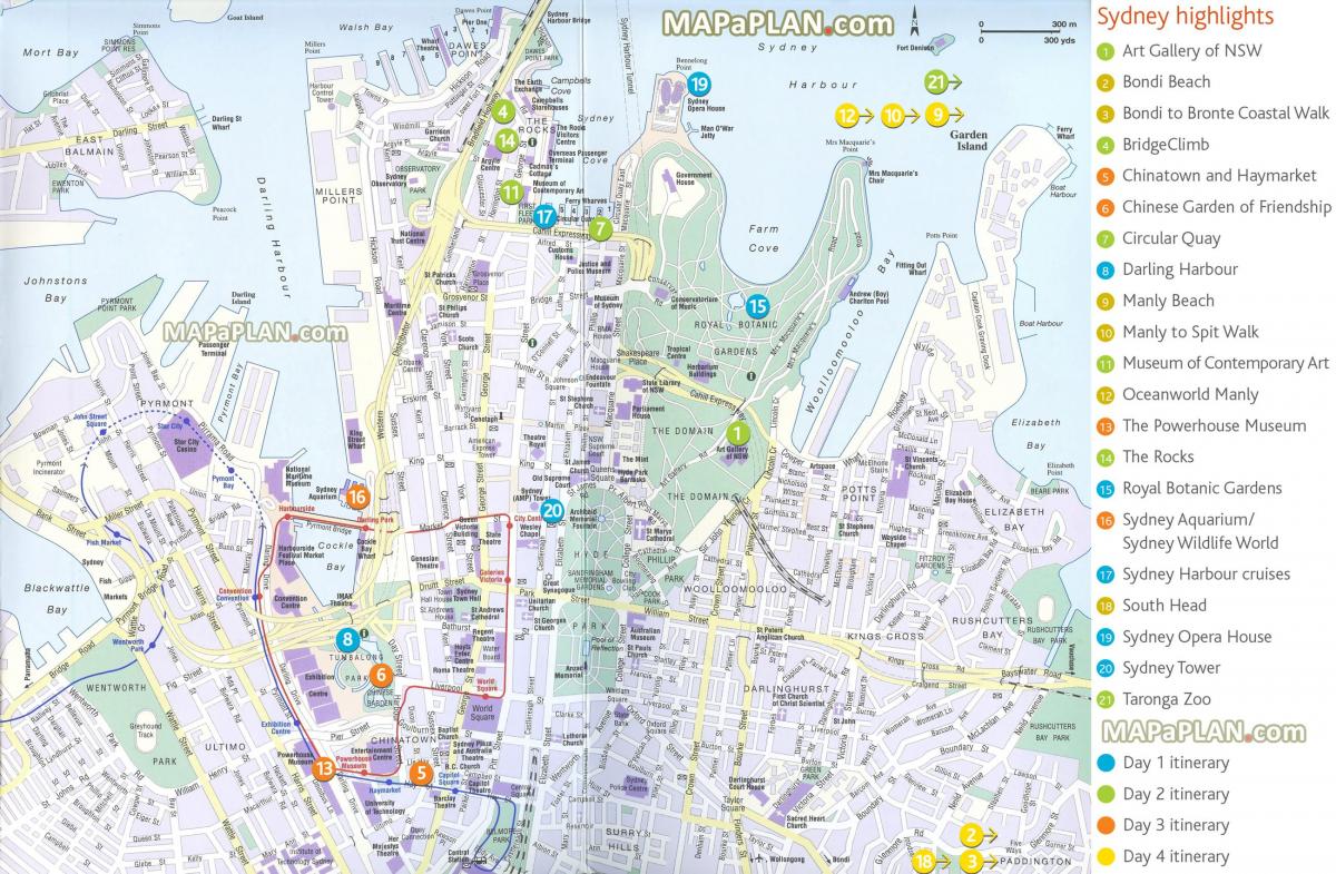 Sydney sights map