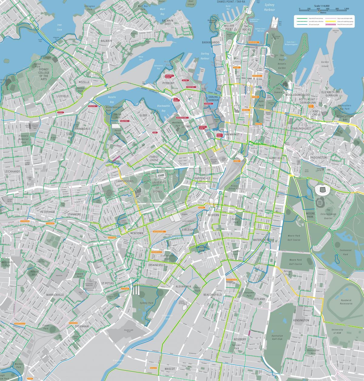 Sydney bike lane map