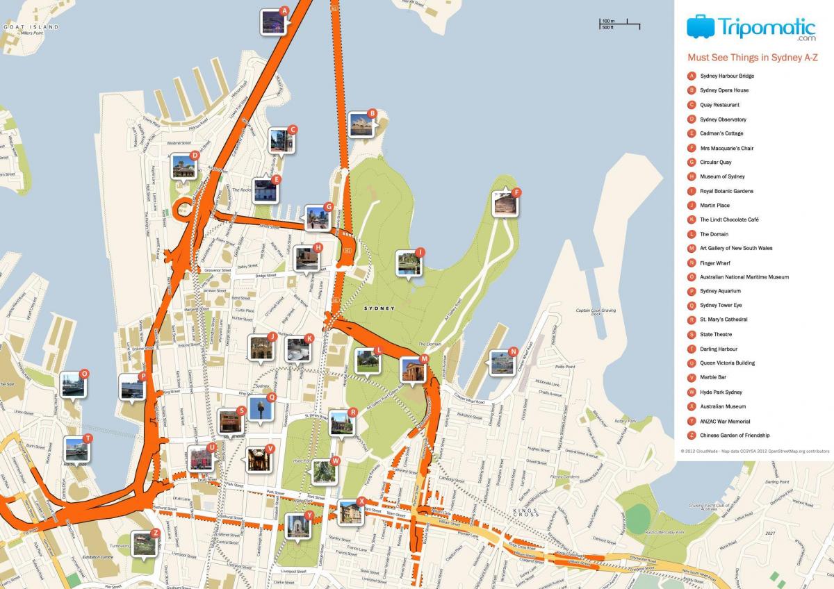 Sydney sightseeing map