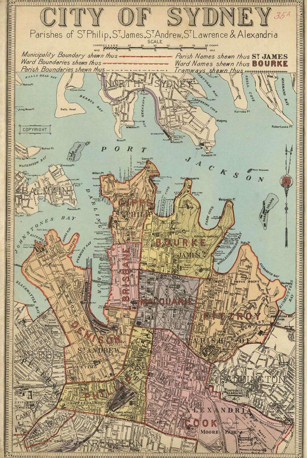 Sydney antique map