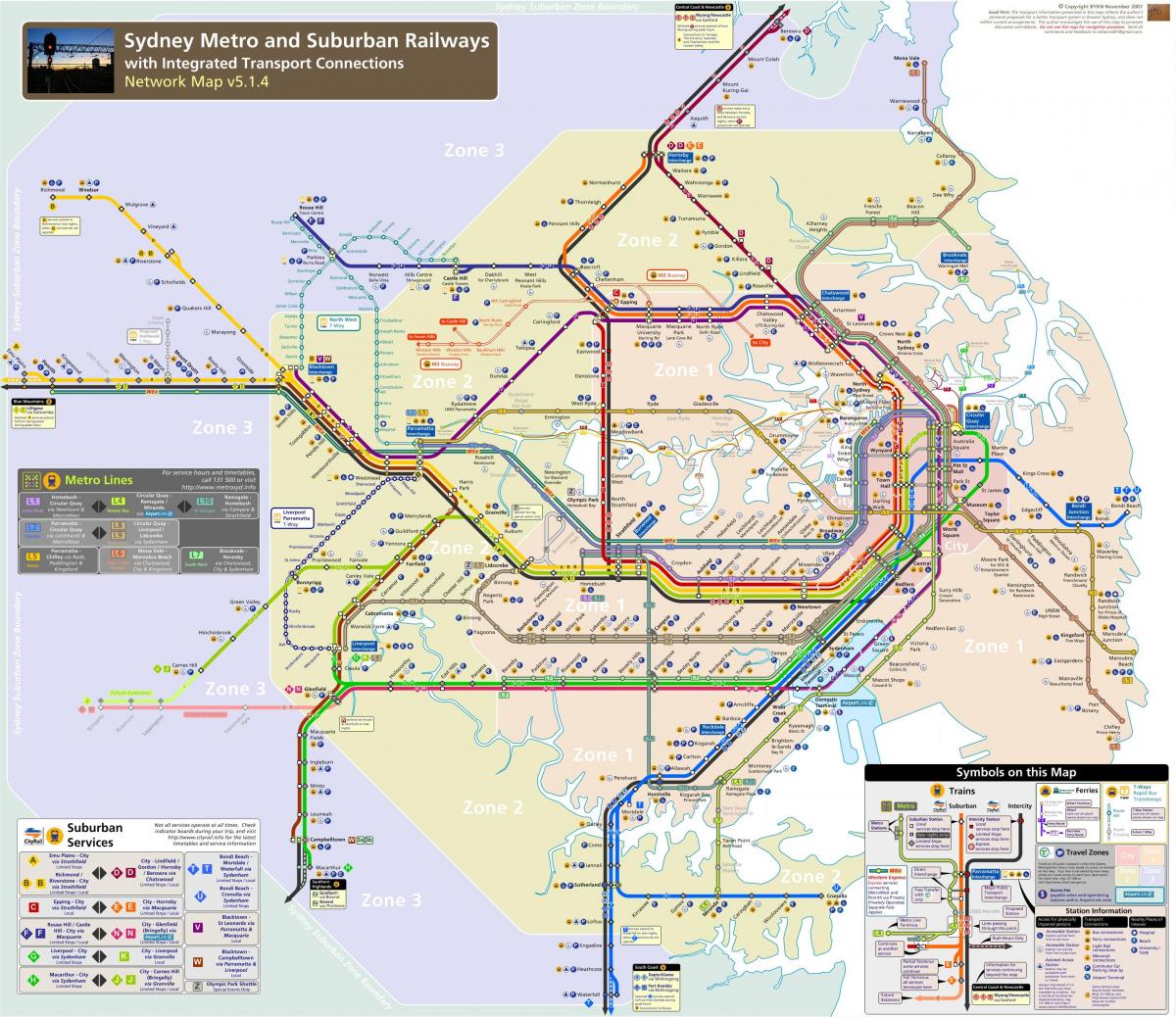 Sydney zones map